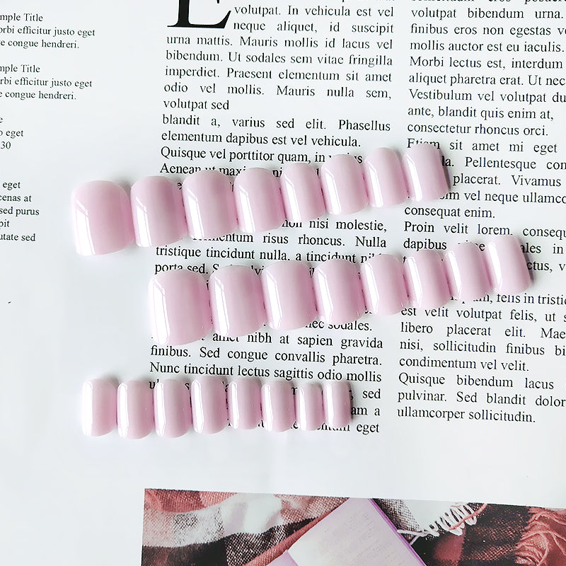 24 pièces Short Square Minimalist Fashion Nail Polish Set en couleur rose Pure Desire. Longue Pr