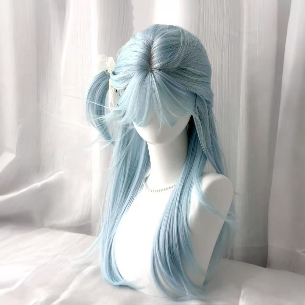 Long cheveux droit avec une frange atmosphérique naturelle