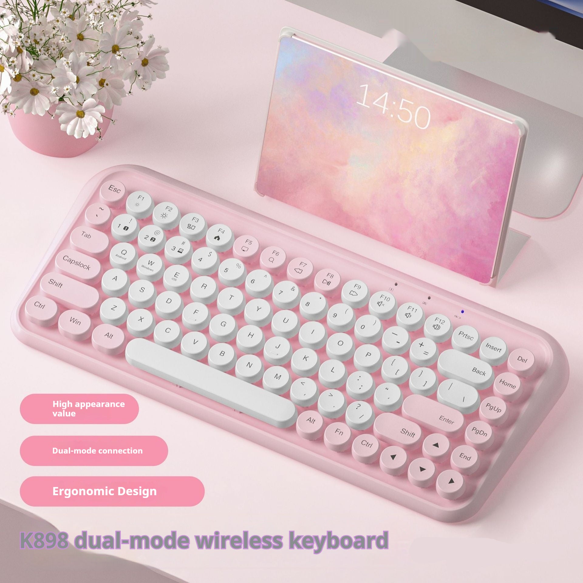 Clavier portable Bluetooth Mute sans fil à double mode