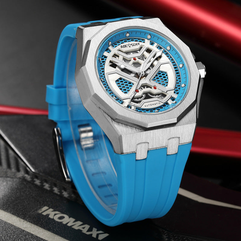 Montre mécanique Hollow tendance avec affichage lumineux et résistance à l'eau pour les hommes
