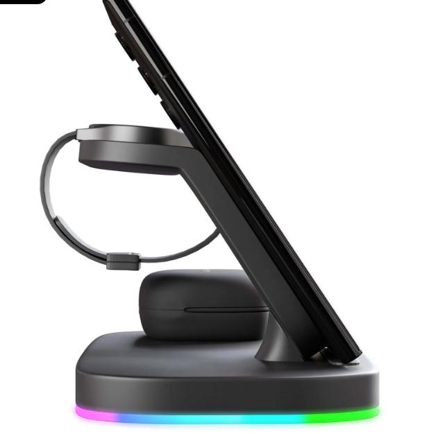 Chargeur sans fil vertical Dock sans fil 3in1 Support de recharge pour casque portable