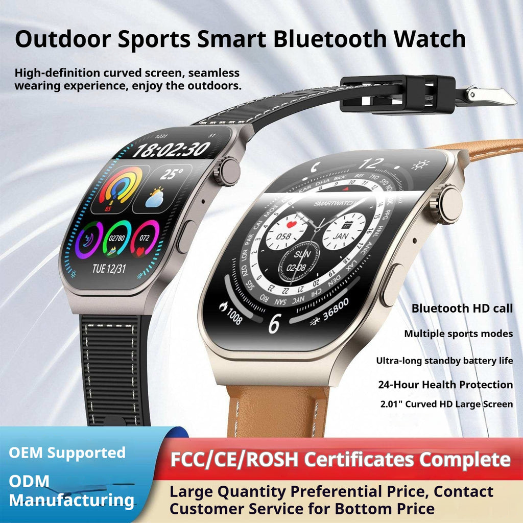 KP-S112 Modèle de montre intelligente à écran courbé avec appel de fréquence cardiaque Surveillance de la santé Oxy du sang