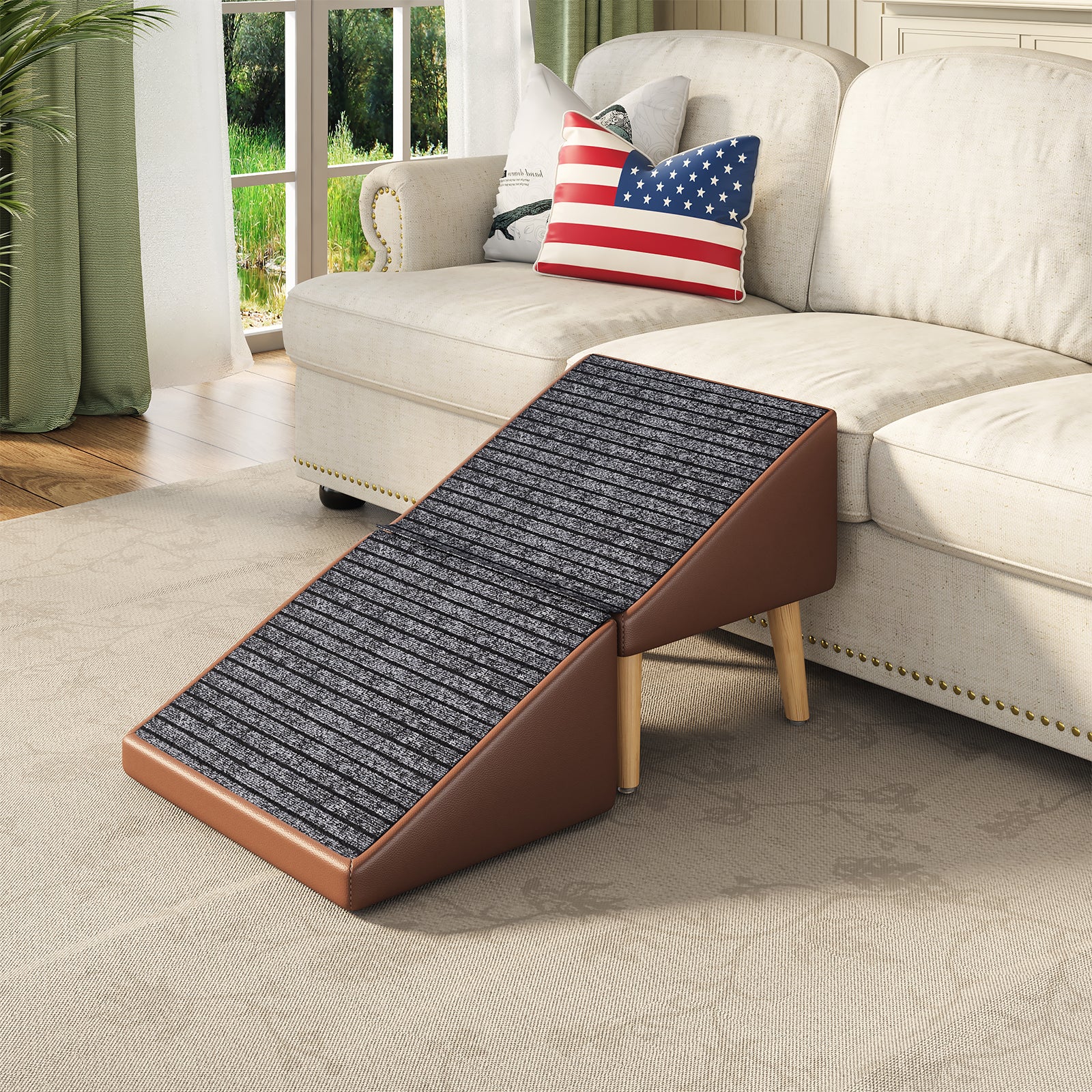 3-en-1 Dog Ramp 18.89"×17.91"×20.08" avec stockage – Étables pour chiens âgés et blessés &