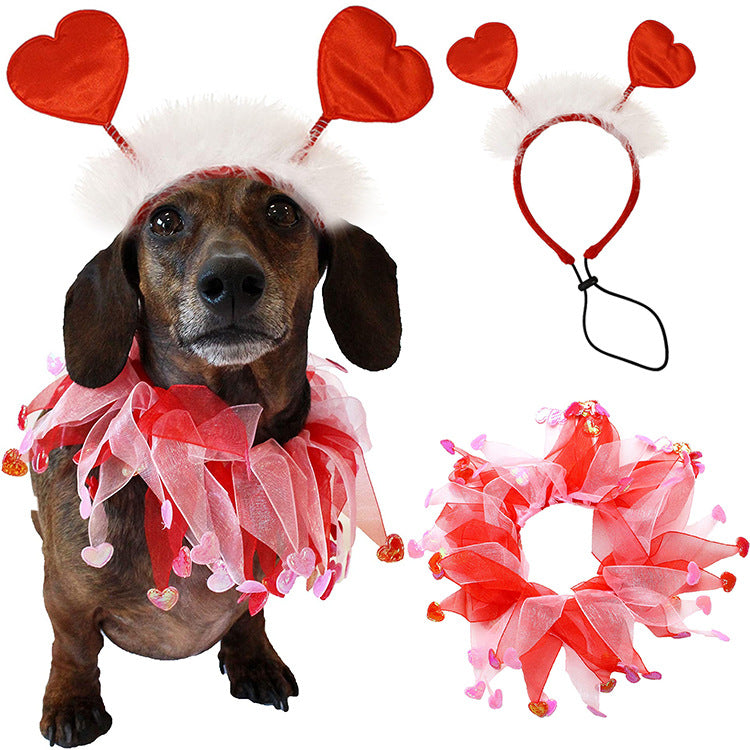 Animaux de compagnie Saint Valentin Décoration Pet Scar Saint Valentin Hairband Dog Party Décoration Pro