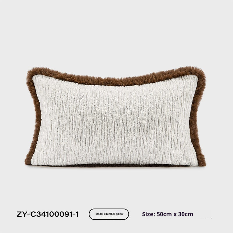 Oreiller retro beige-brun avec Coussin en lin de coton
