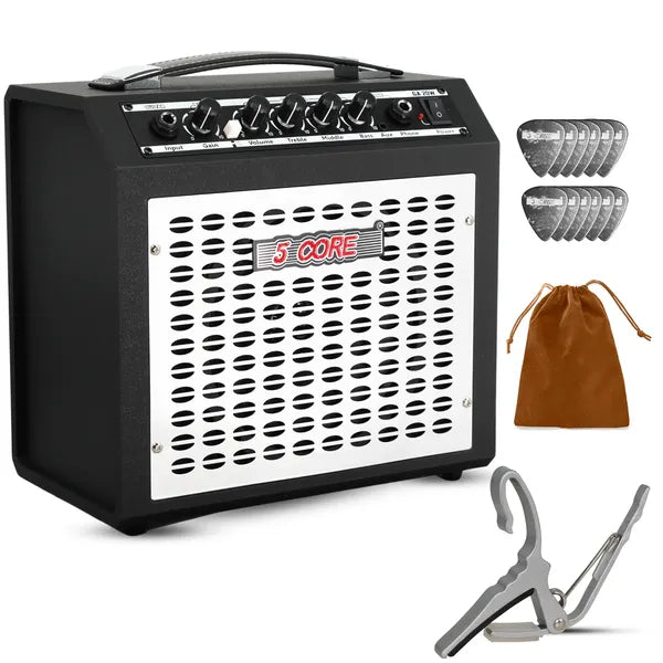 5 Amp de guitare de base 20W électrique portable mini amplificateur W construit dans 6.5" Haut-parleur Aux Headpho