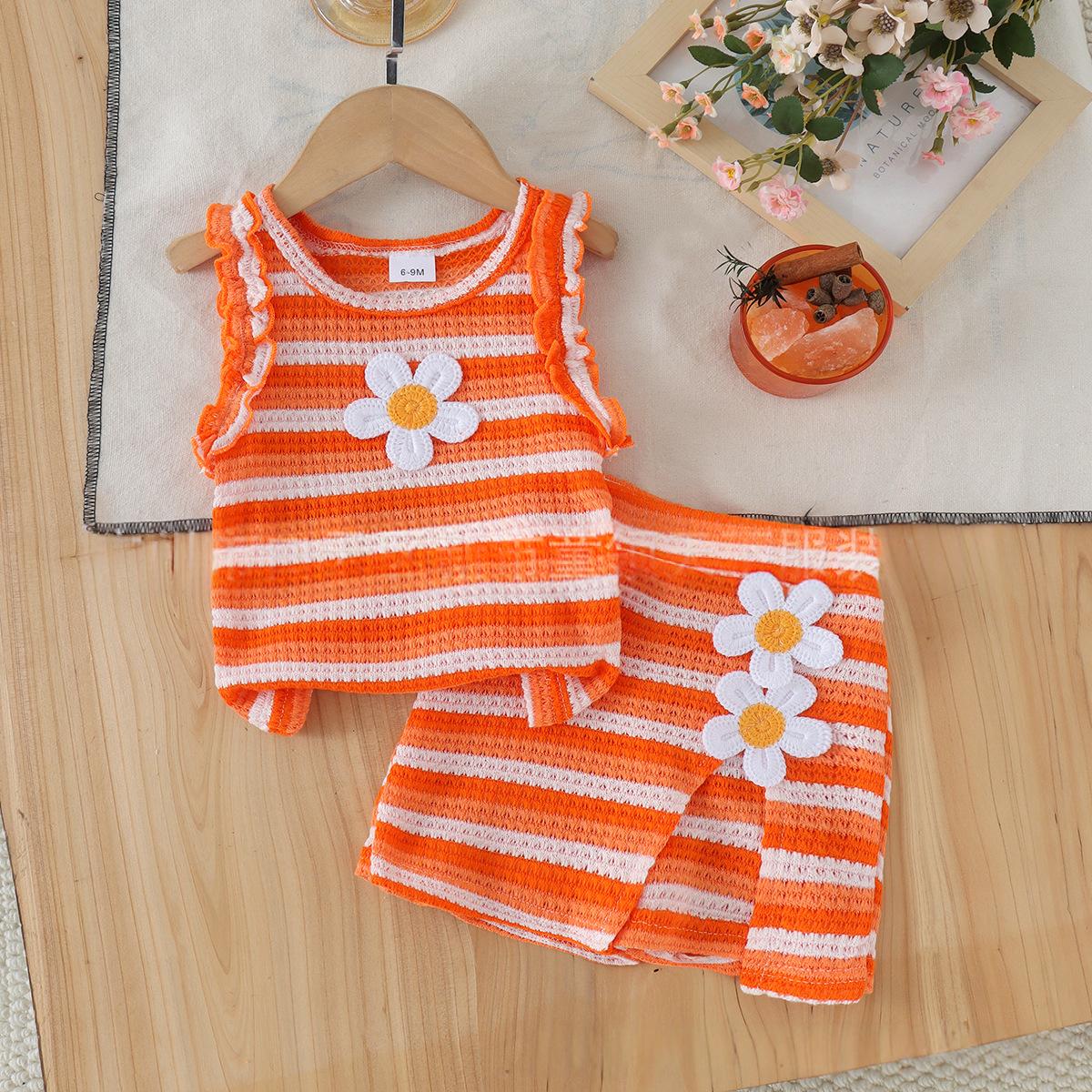 Ensemble de vêtements pour enfants orange et shorts