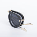 Diamond-Encrusted Foldable Sun Protection Sunglasses For Women, Fashionable Glasses, Internet Celebrity Style Sunglasses, Plain Aviator Glasses, Sungl