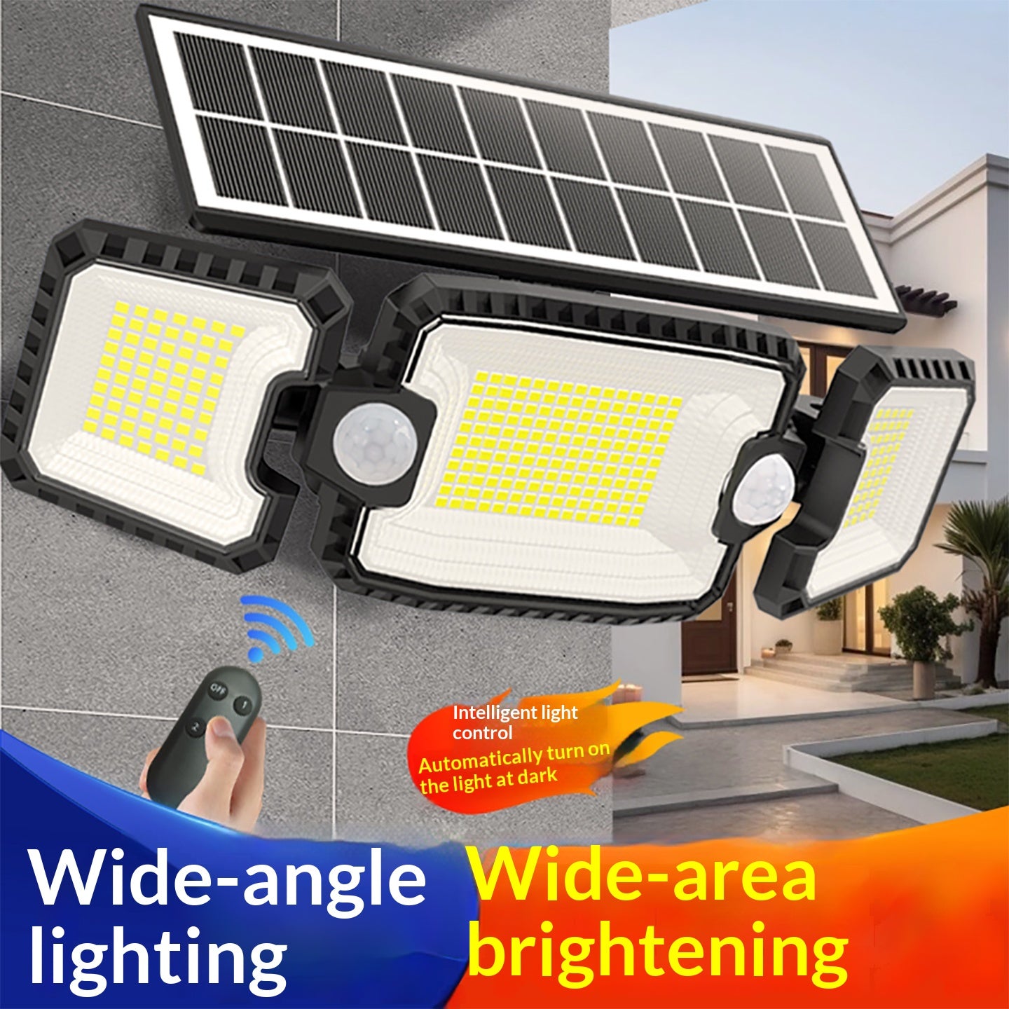 Lampe à détecteur de mouvement étanche à l'eau de la cour extérieure à énergie solaire