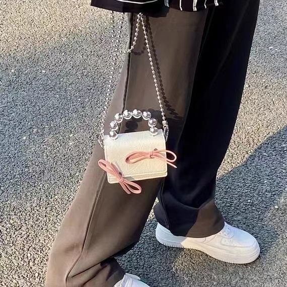 Sac à main Texturé Mignon Bow Mini chaîne