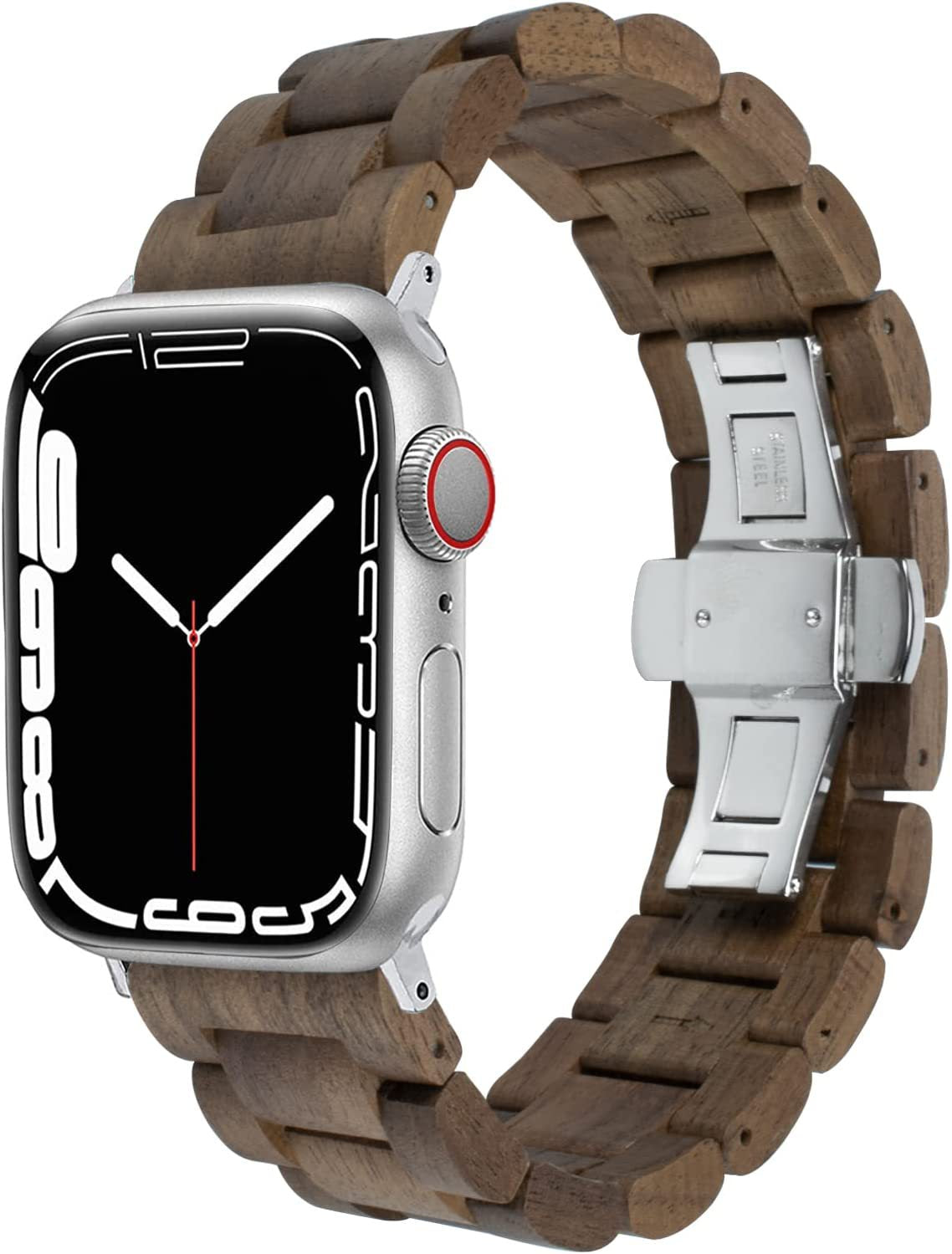 Bracelet de montre en bois massif à papillon