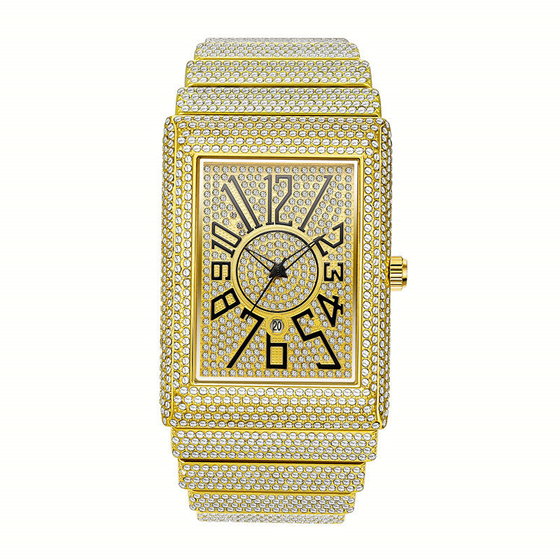 Montres de diamants Super Starry Square pour hommes