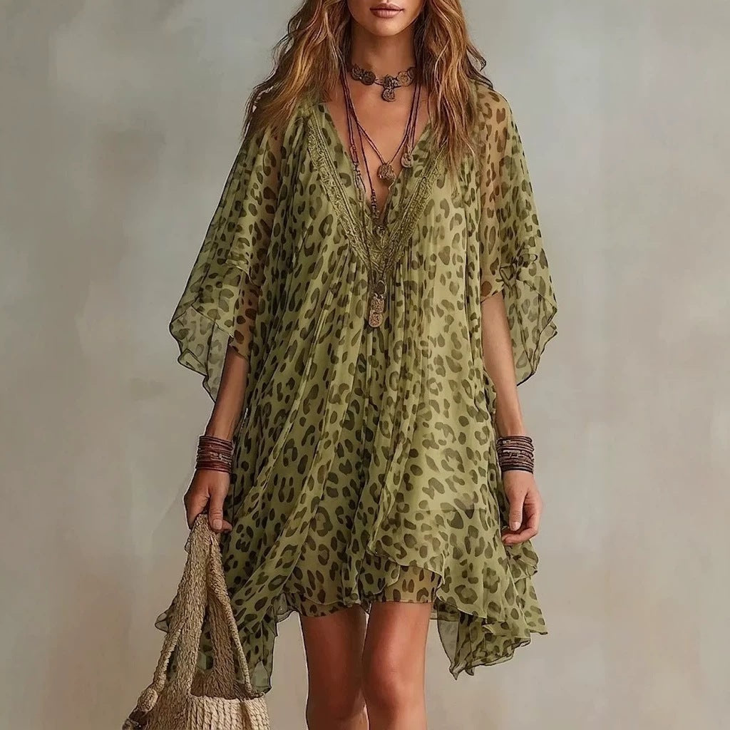 Robe de plage en col V pour femmes