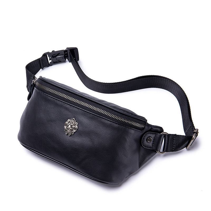 Premier-couche Cowhide Waist Bag Multi-fonctionnel Sports véritable cuir Crossbody Cost Pack