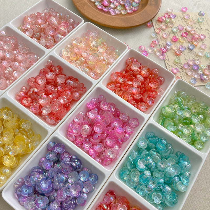 Perles 3-Pétales lumineuses de fleurs acryliques