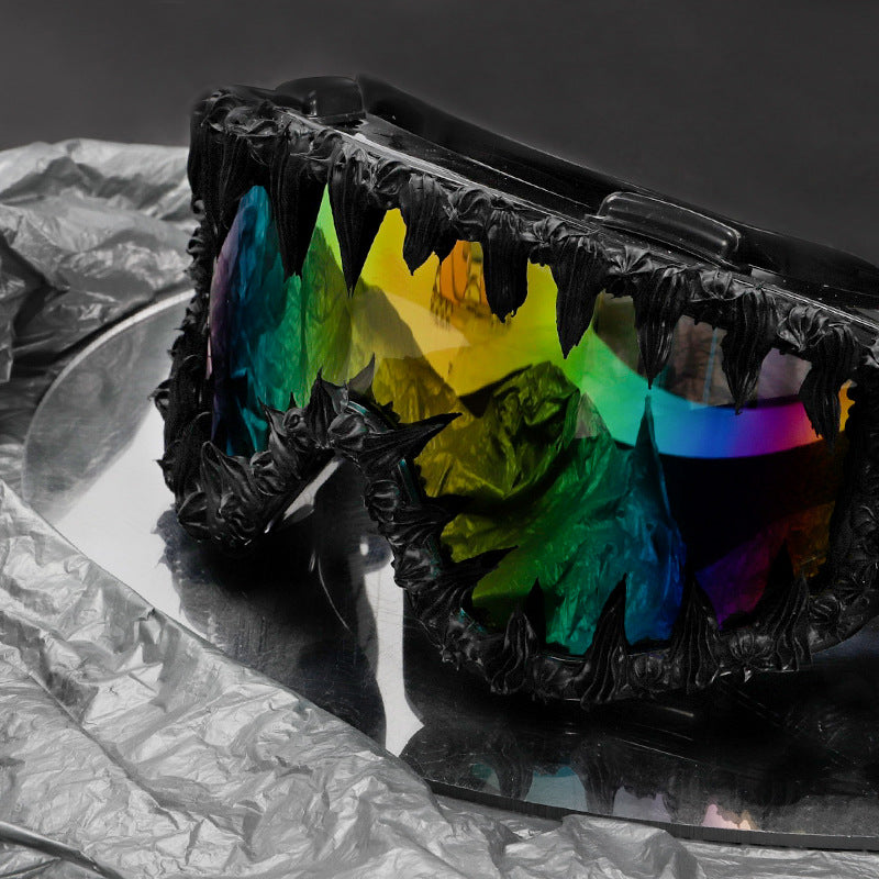 Lunettes de soleil réfléchissantes en résine de rinçage en style Hip-HopRock