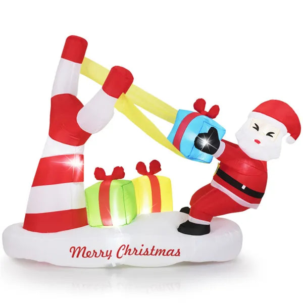 Décoration du Père Noël gonflable 7ft - 5 lumières LED intégrées 210T polyester Quick Inflati