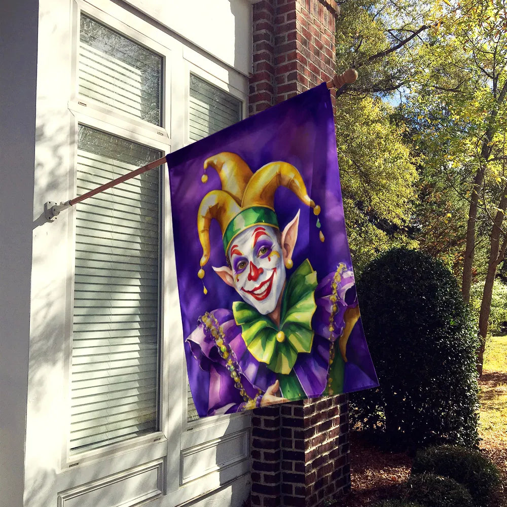 Jester Mardi Gras Drapeau de la maison Grand Porc Manches Pole décoratif extérieur Bannière de triage Artwor