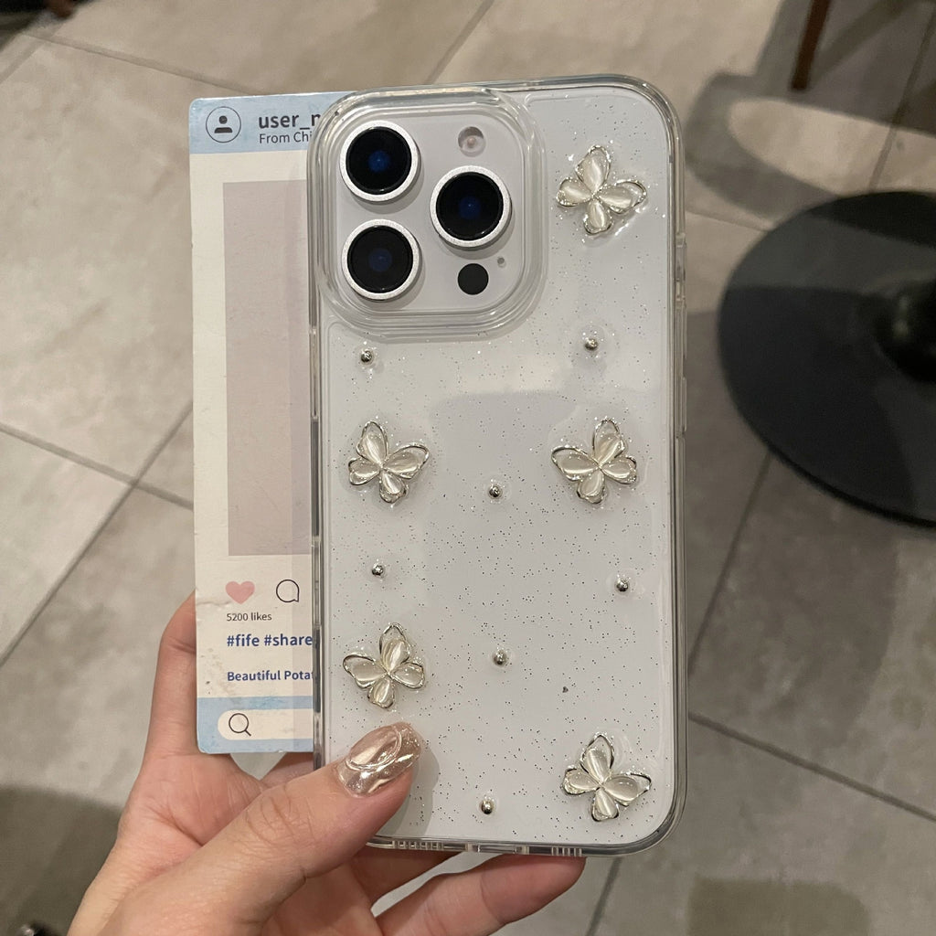 Stéréo Glue Glitter Butterfly Phone Case