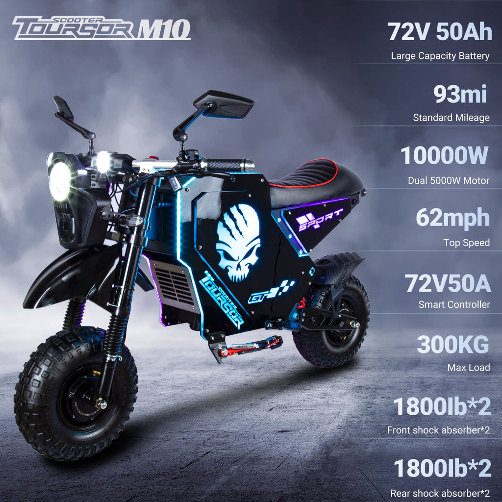 M10 Fashion Design LED Lights Moto électrique avec roues 14 pouces