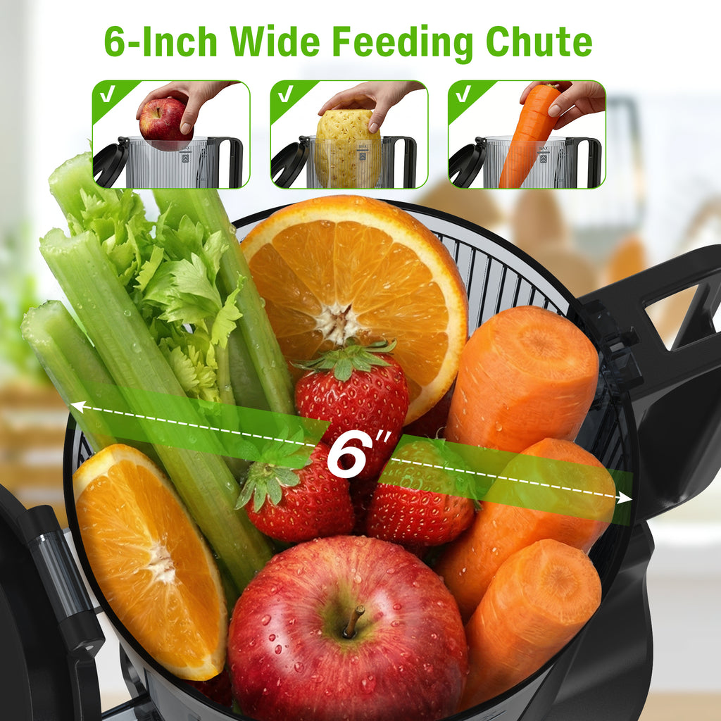 Cold Press Juicer avec 6 po. Large Feed Chute