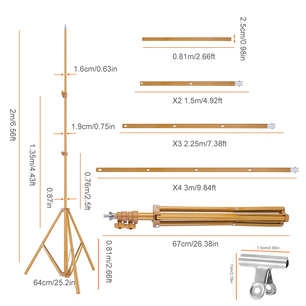 1Pc 6.5 Plus 10ft Photo Video Studio Backdrop Backdrop Support photo de poids lourd réglable