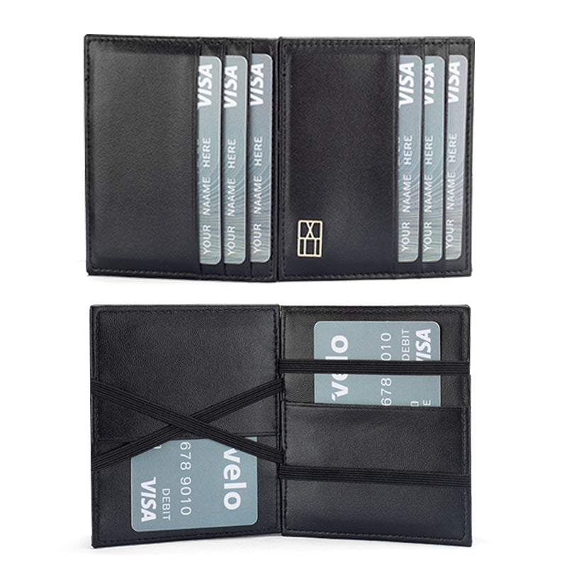 Porte-cartes en cuir véritable de grande capacité