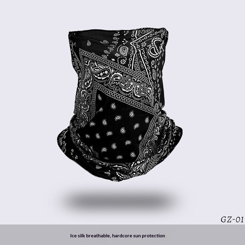 Masque de visage en boucle d'oreille en soie de glace protecteur de cou de sport
