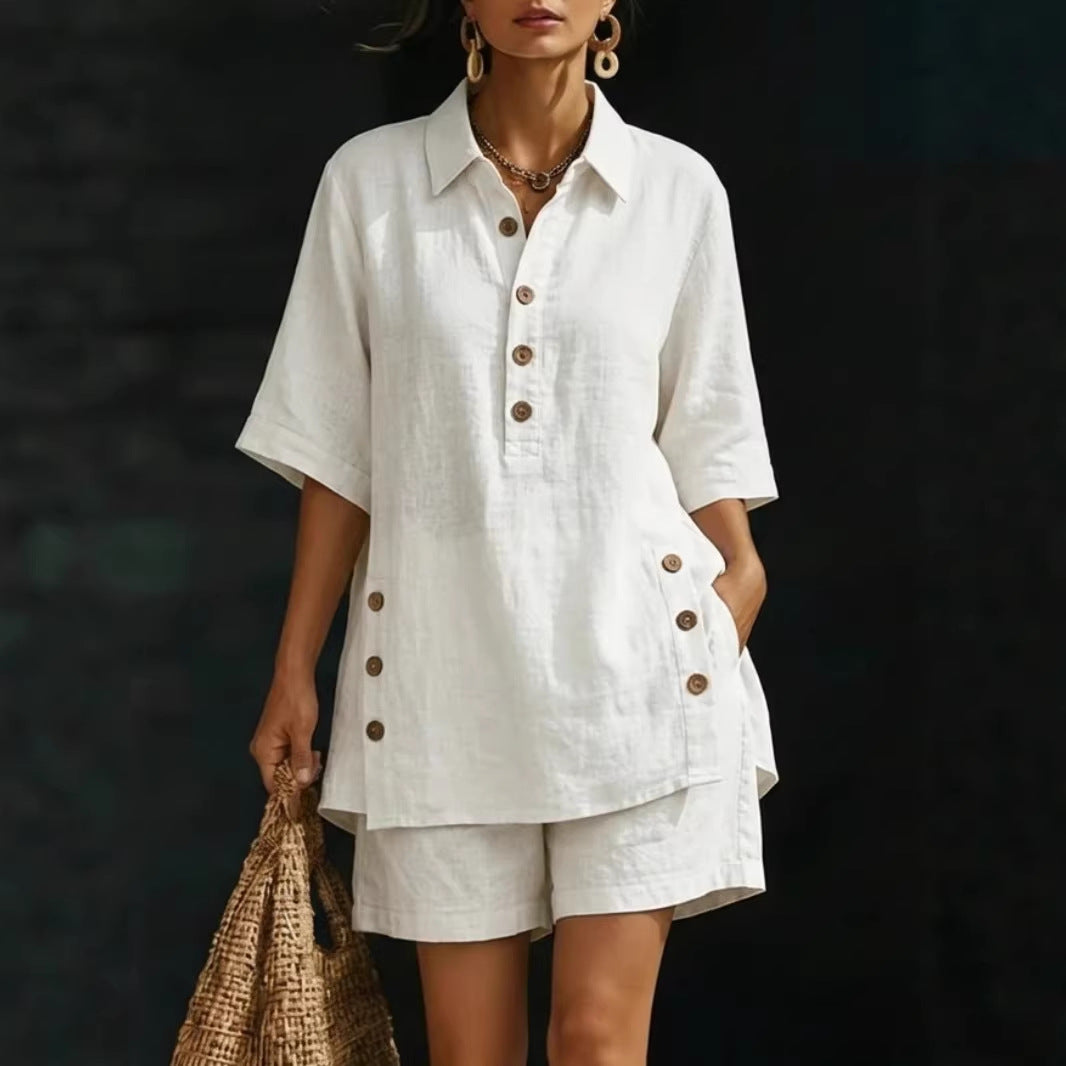 Vente chaude Automne et été Commerce extérieur Chemise à manches courtes pour femmes et pantalons allongés Tw