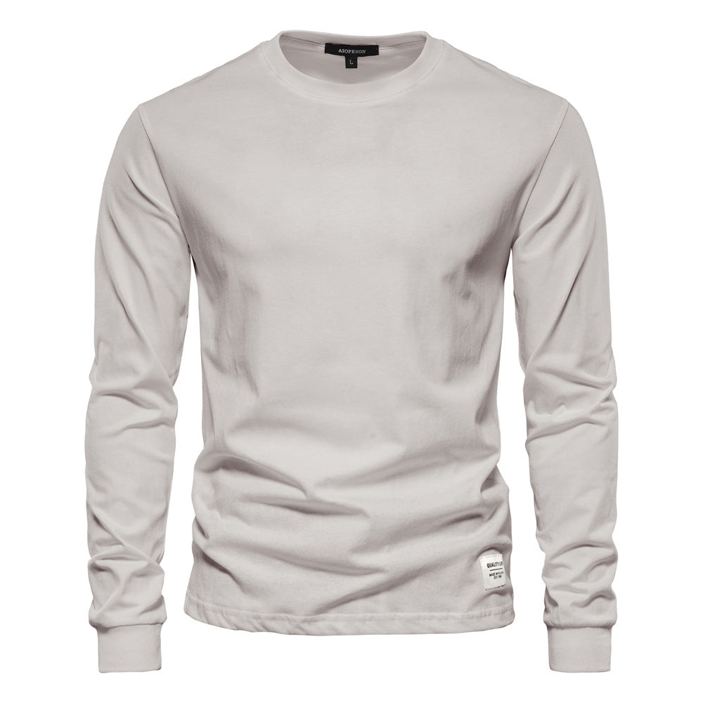Autumn Trendy Long-Sleeved European-style Homme Solid Color Long-Sleeved Top High Street M