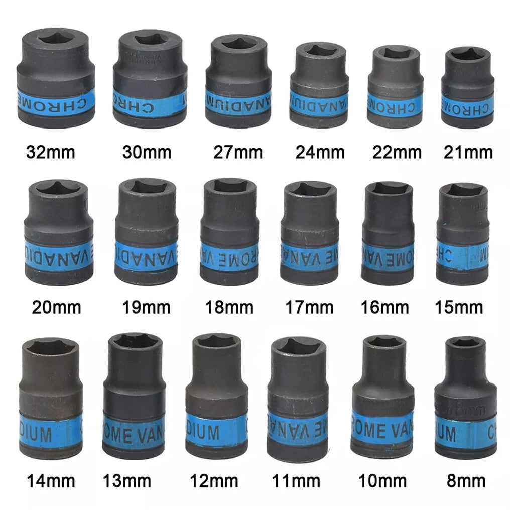 Ensemble de socket à clé à cliquet de 1 et 2 poids lourds 8-32mm