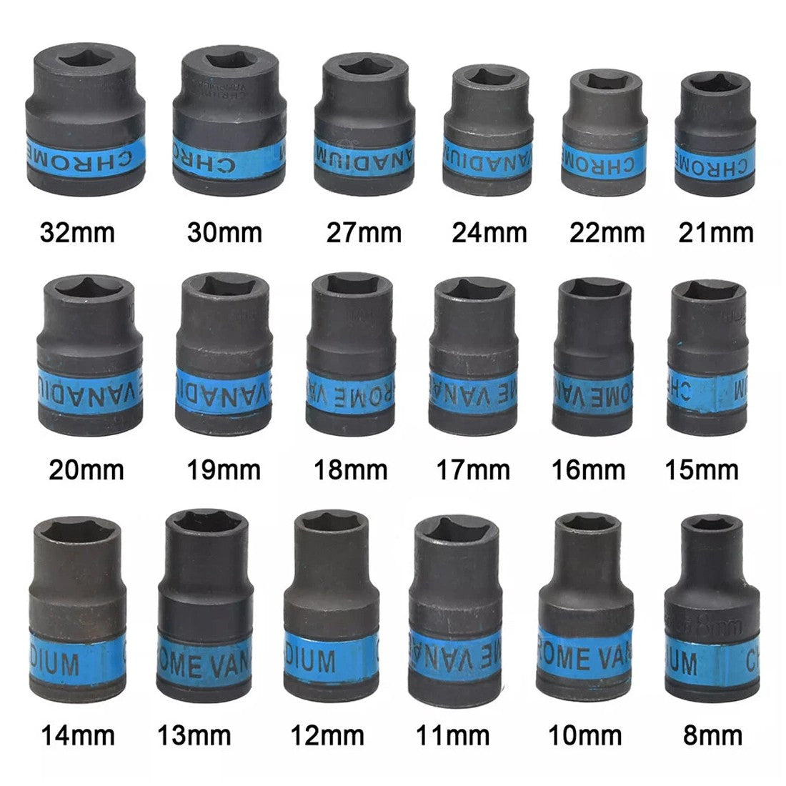 Ensemble de socket à clé à cliquet de 1 et 2 poids lourds 8-32mm