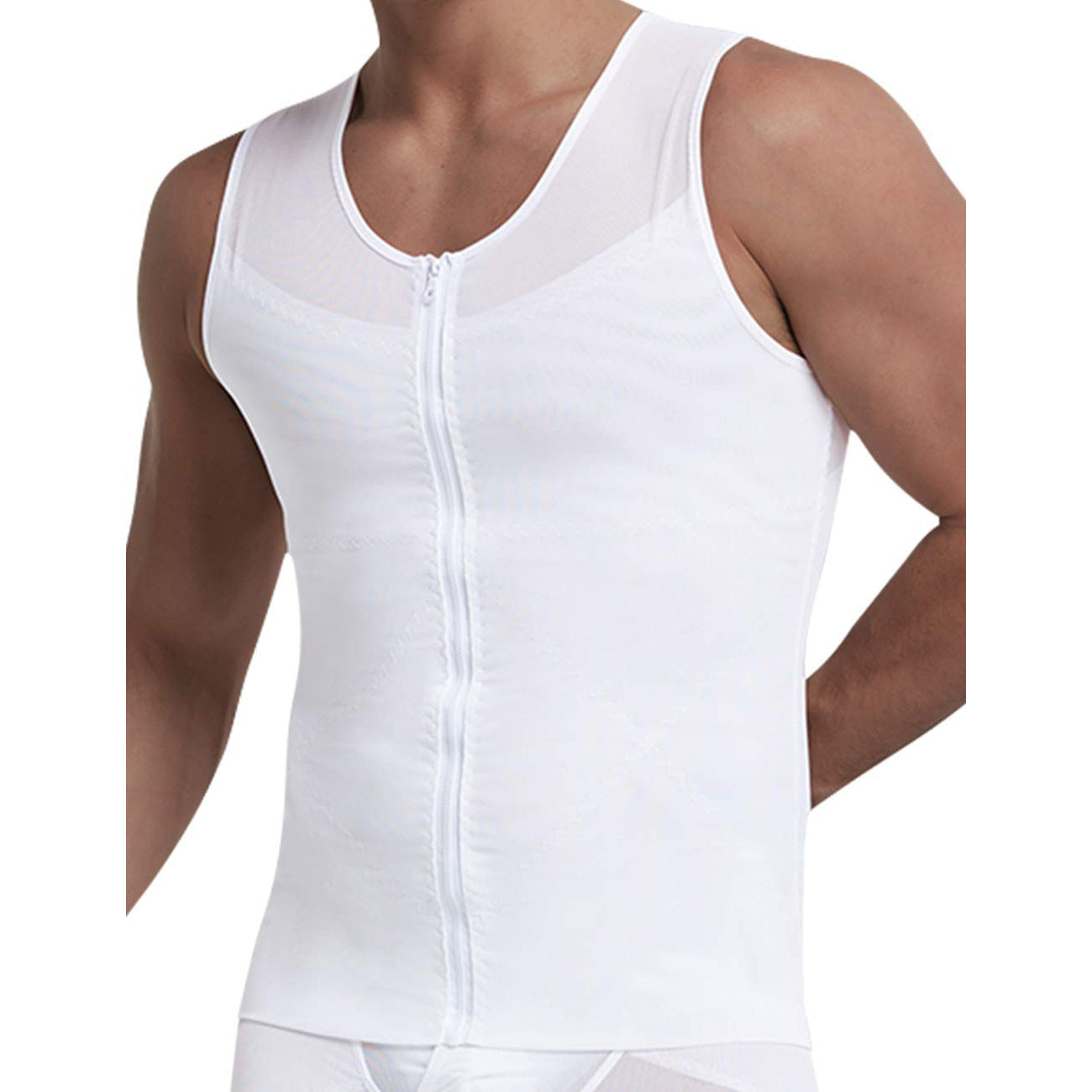 Men's Breathable Mesh Elastic Abdominal Zipper Slim Fit Abdominal Vest Shapewear