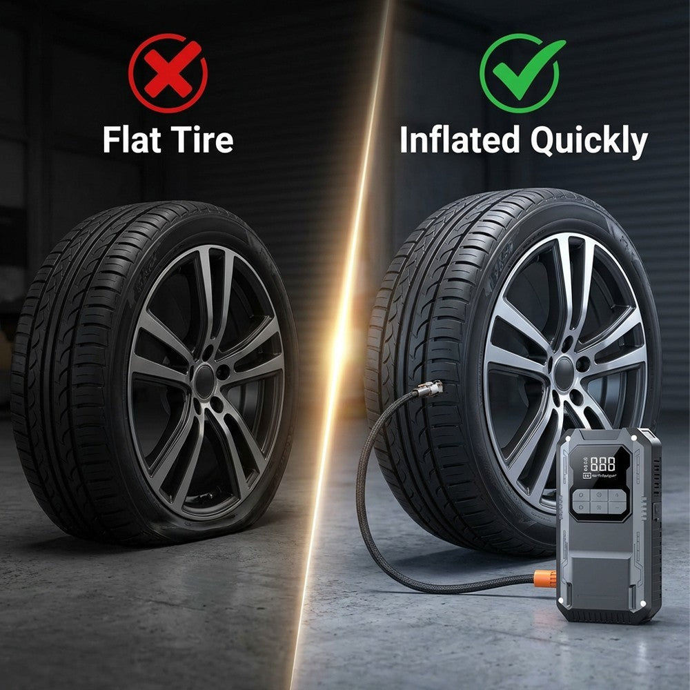 Démarrage de voiture J Ump avec compresseur d'air Pack Booster J Umper Power Bank Charge 4IN1