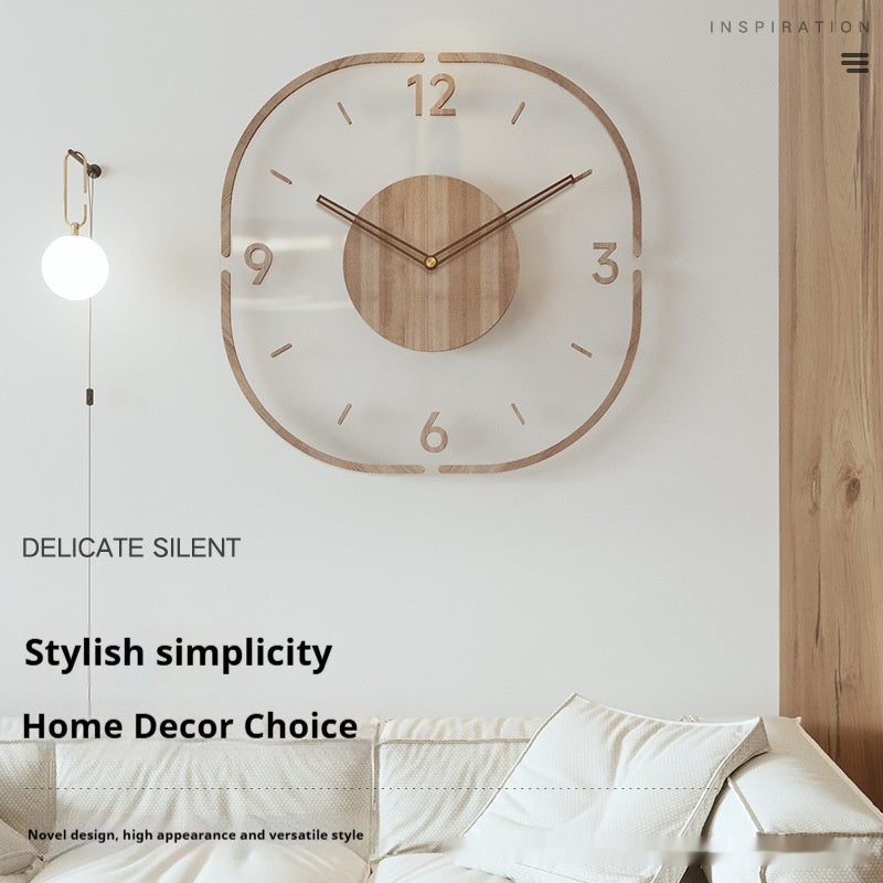 Horloge murale en bois transparent créatif