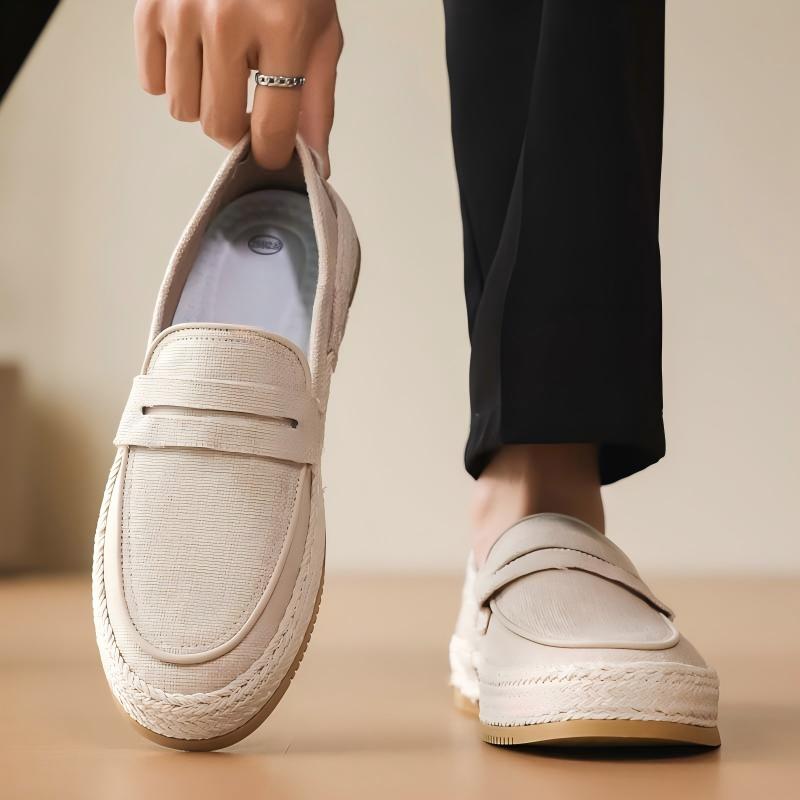 British Retro Round Toe Casual Suede Loafers Slip-on Fisherman Skate Shoes