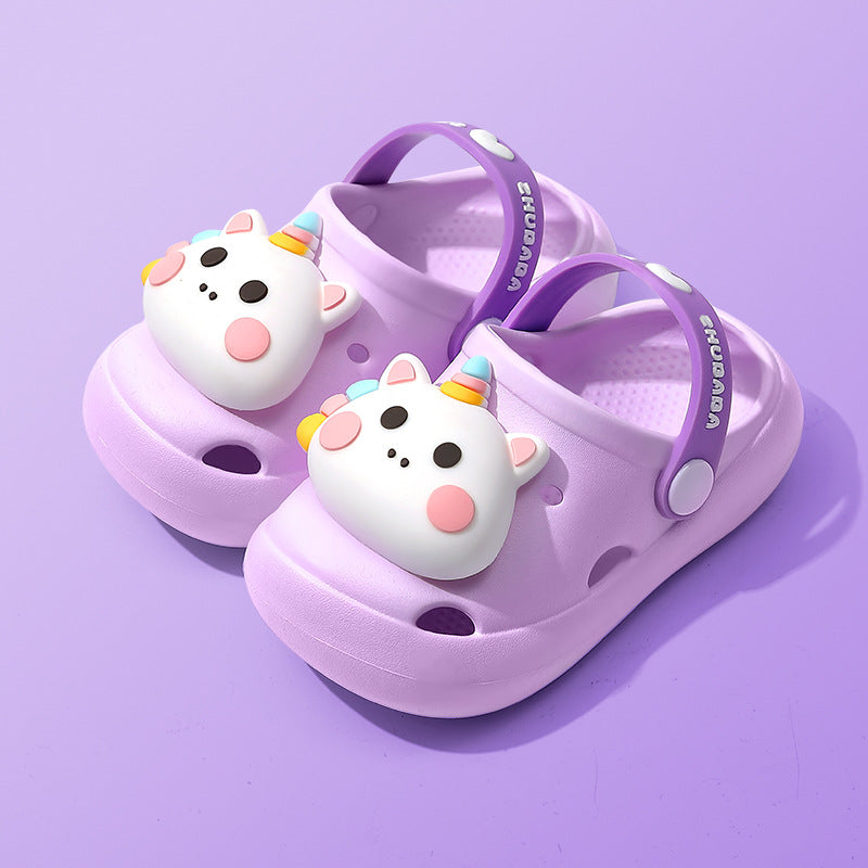 Pantoufles pour enfants Summer Cartoon Baby Soft Bottom Hole Chaussures Garçons et Filles Fermé orteil S
