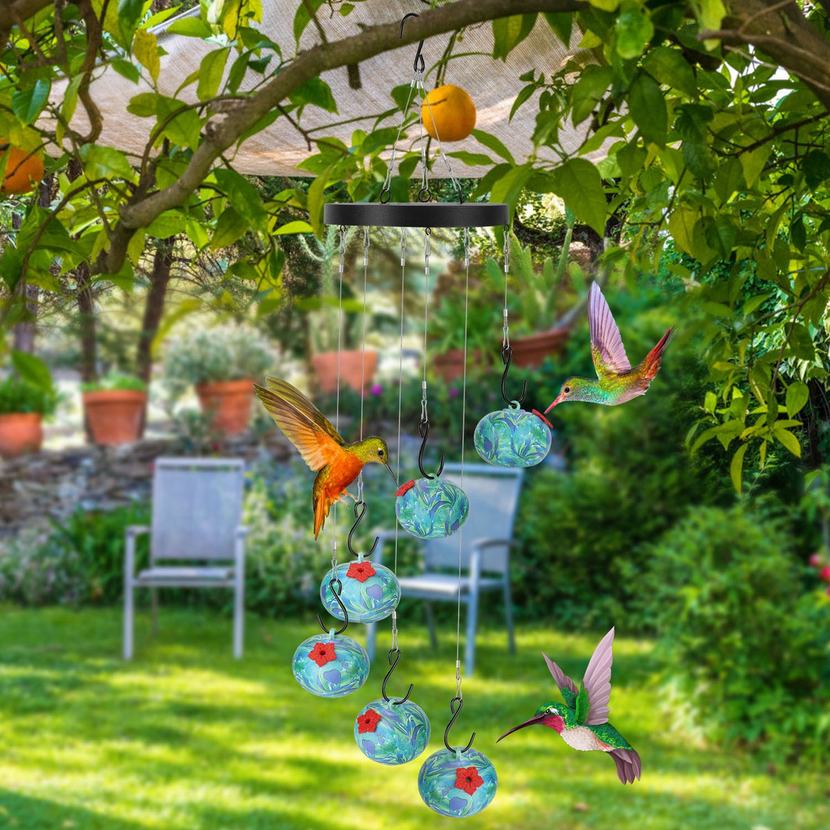 1Pc Wind Chimes Humming Bird Feeder Fourmi et Bee Proof Outdoor Hanging Hummingbird Feeder F