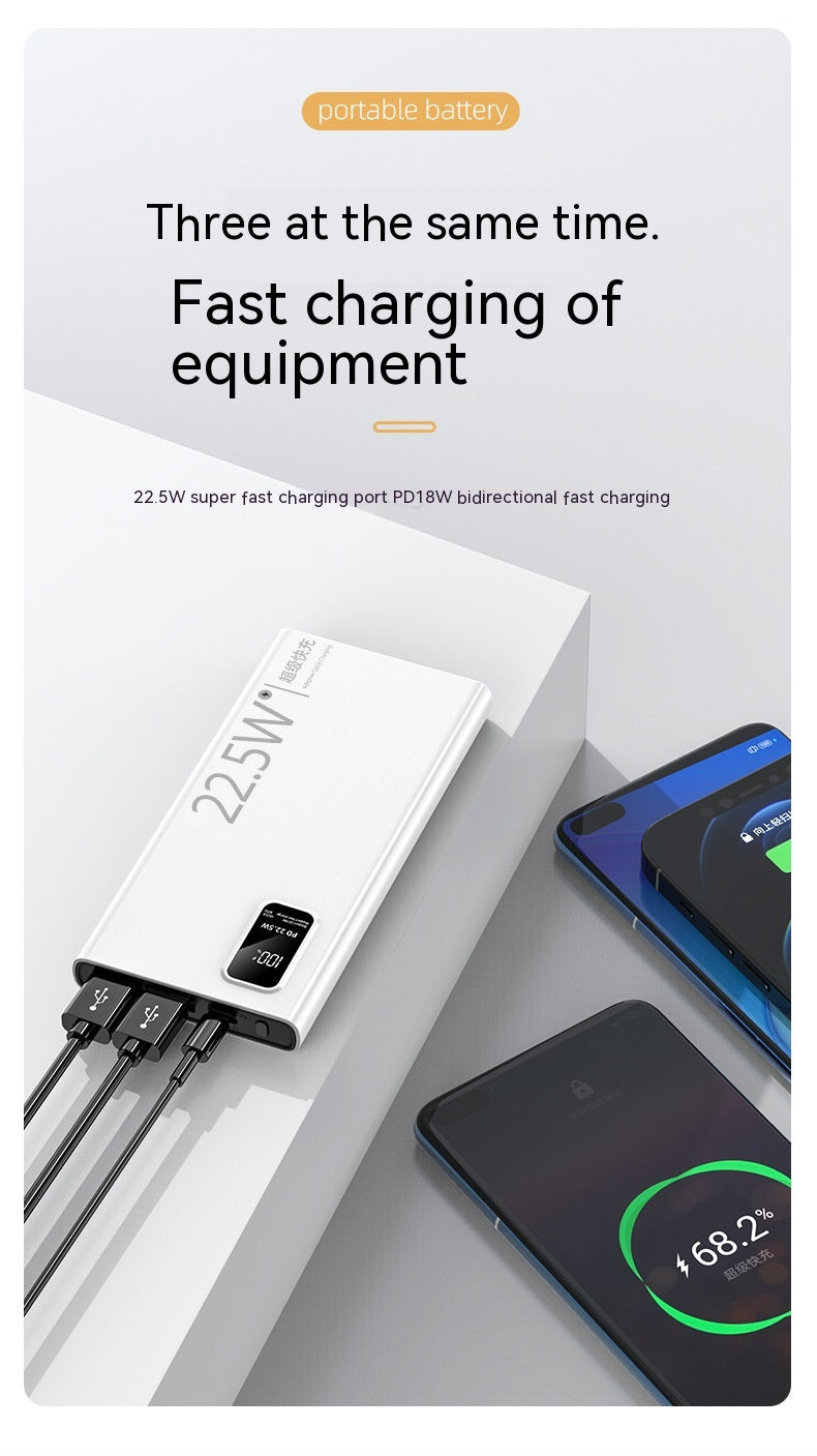 Banque de puissance à recharge rapide bidirectionnelle Grande capacité Portable Ultra-fin Portable Power Source