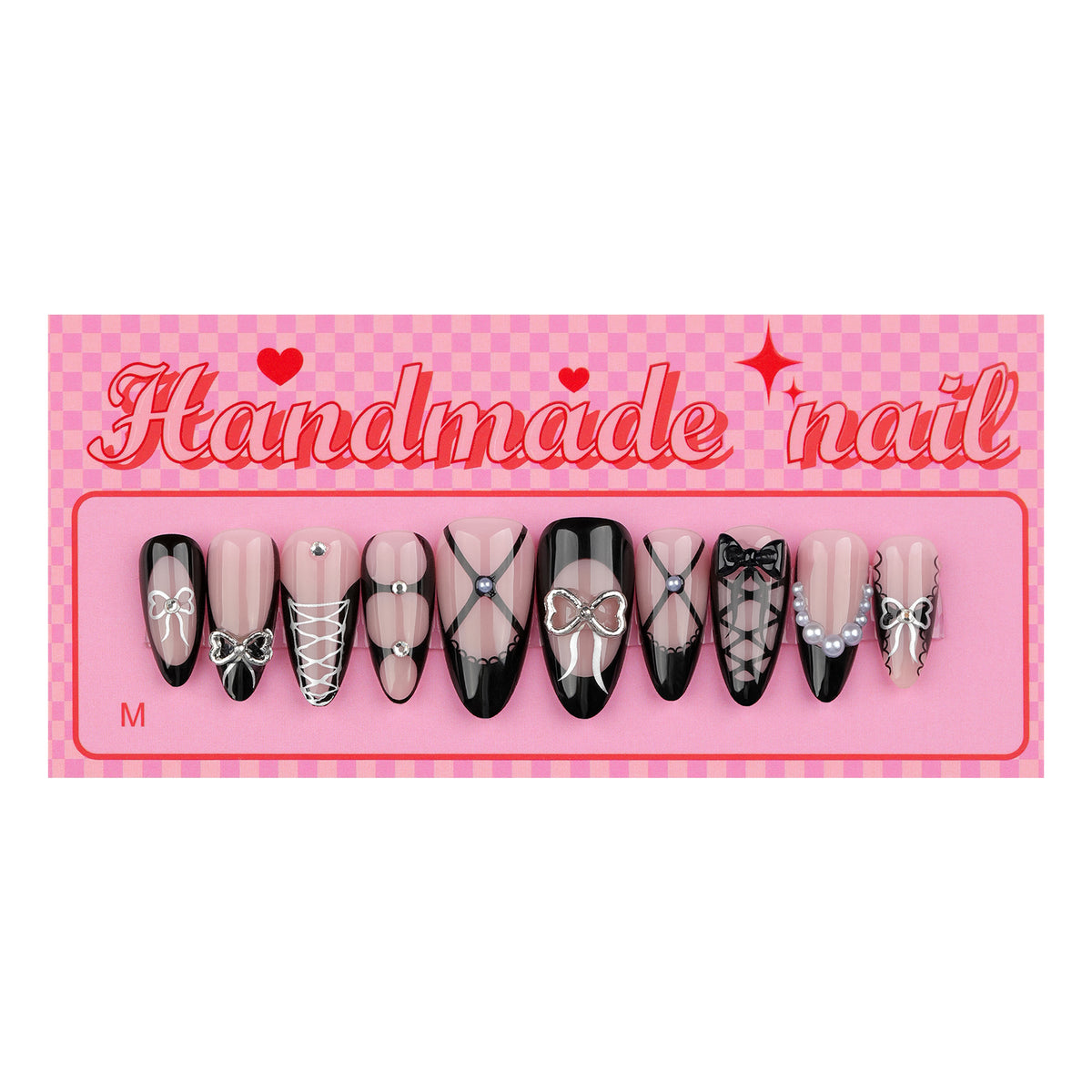 Perceuse à ongles noire française Bow tridimensionnelle