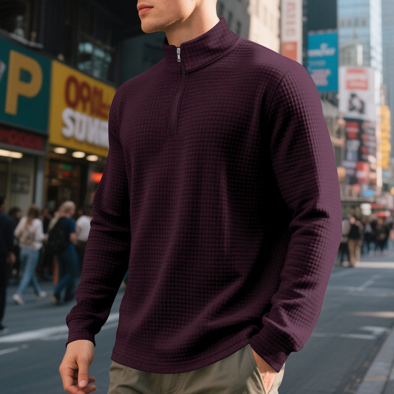 European And American Fashion Half Zipper Small Square Sweepshirt Hommes Printemps Et Automne