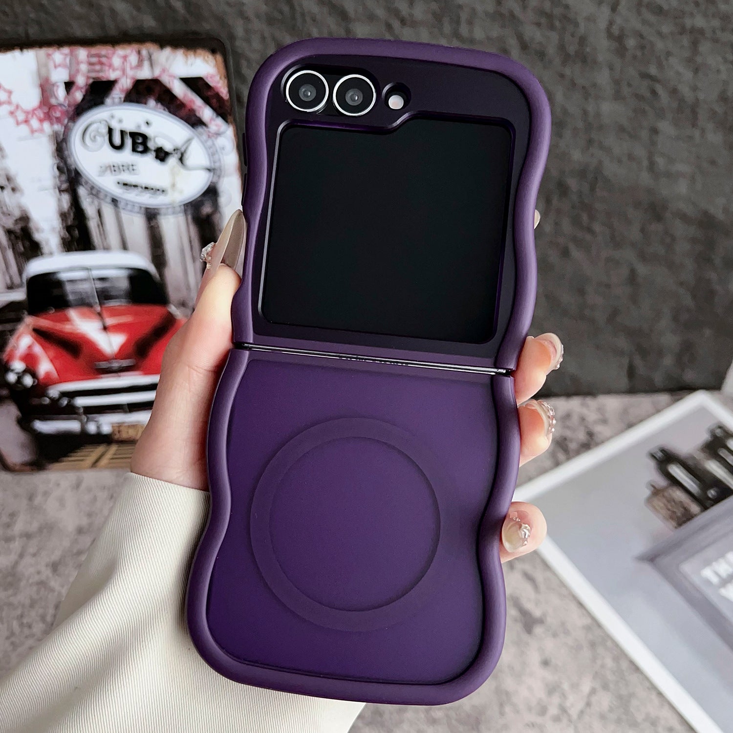 Boîtier de téléphone magnétique Écran pliable Couleur transparente Couverture de protection tout compris