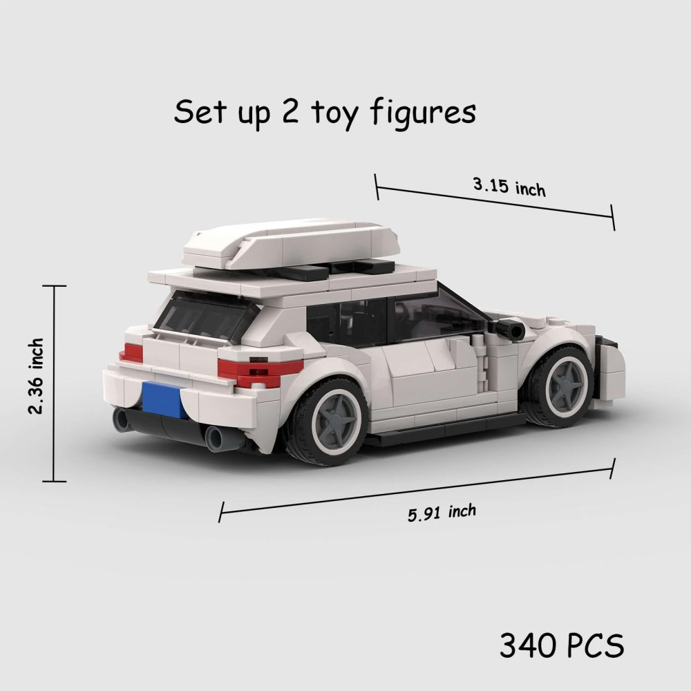 340PCS City Car White Hatchback Building Blocks with Roof Box