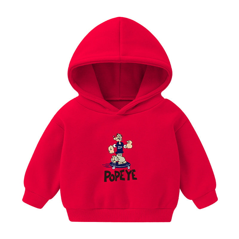 Chandail à capuche pour enfants Chandails doublés d'automne et de caricature d'hiver imprimés à manches longues T