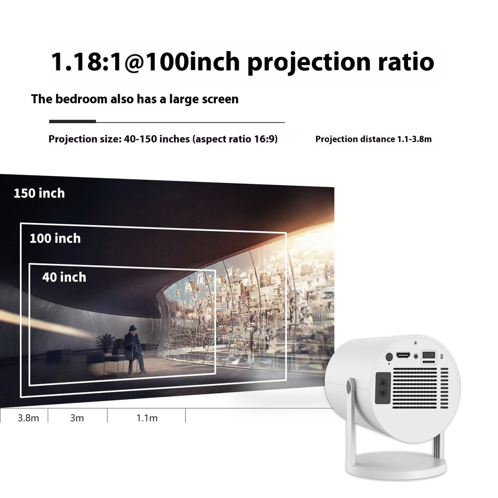 Projecteur portable Petit projecteur droit pour usage domestique 180 degrés Angle de projection Auto