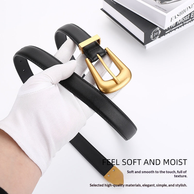Femmes Retro Mode Unisexe Versatile Ceinture en cuir carré