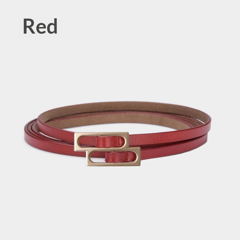 Ceinture en cuir casual rétro pour femmes avec double boucle