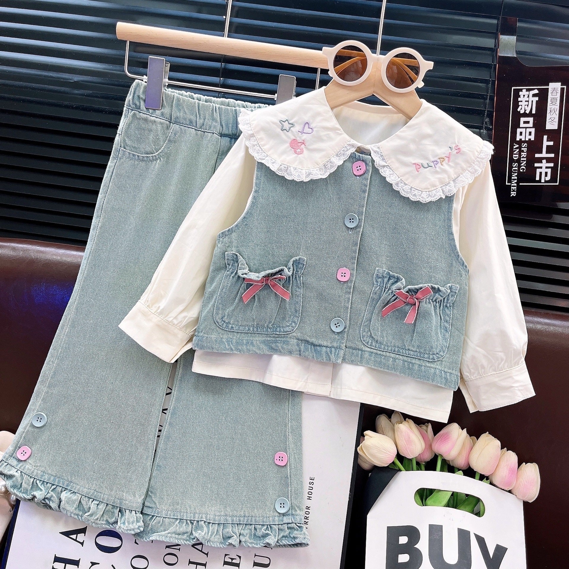 Costume de denim élégant et tendance pour filles