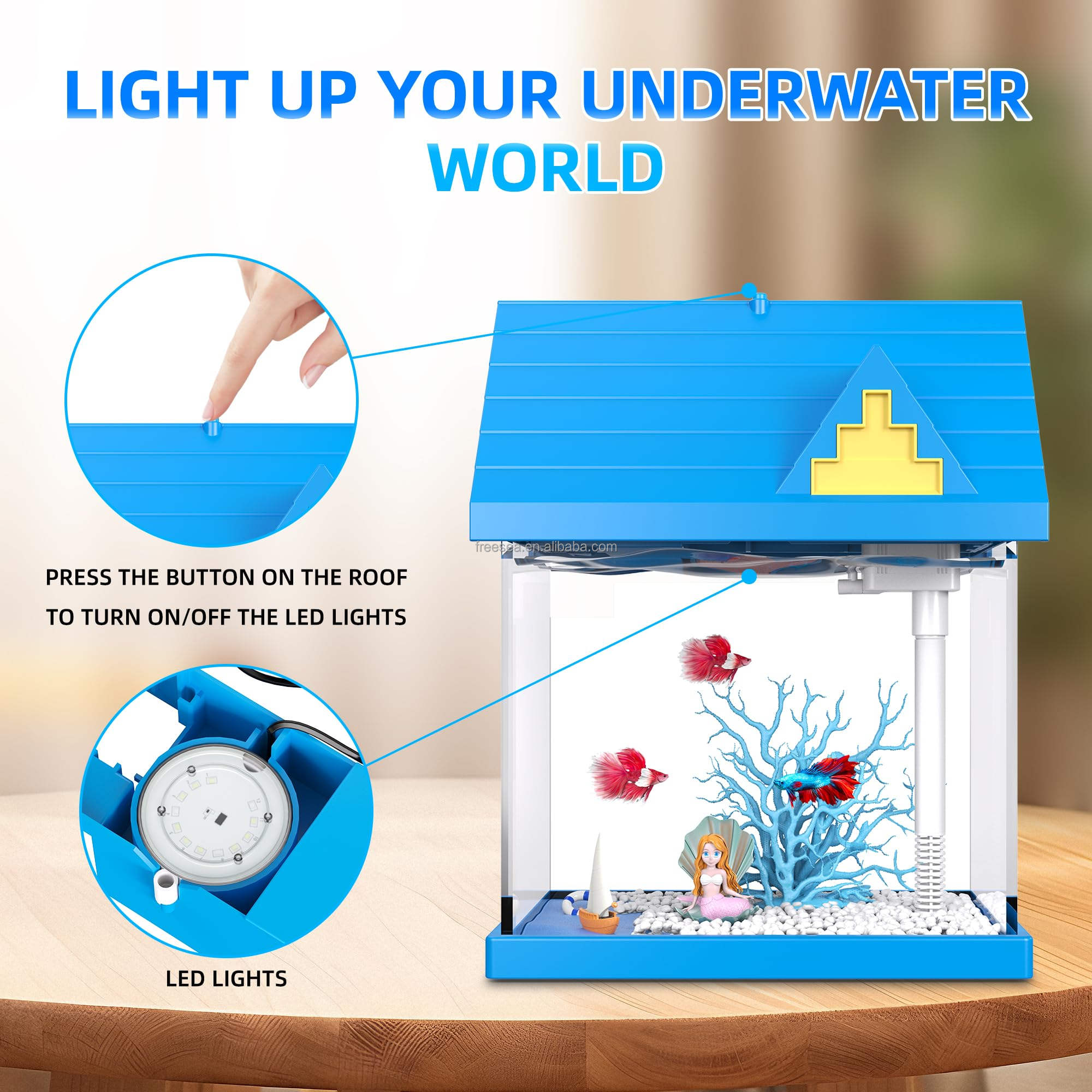 FREESEA 2-gallon Acrylique Réservoir de poisson frais