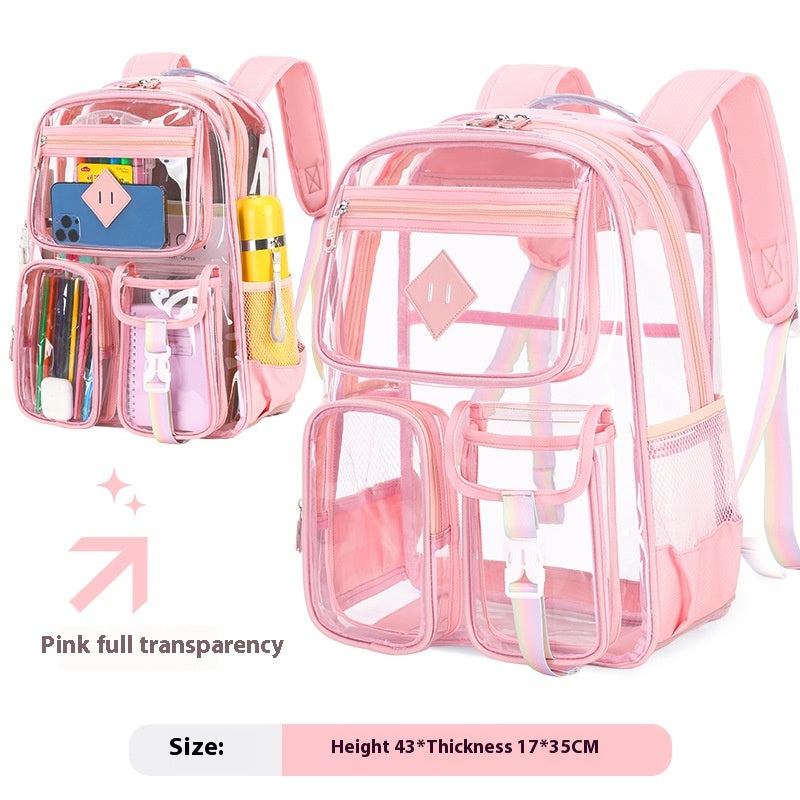 Sac transparent Sac d'école primaire étanche Sac d'école pour l'école secondaire